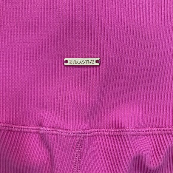 Zyia Active Women’s Size 12 Pink Ribbed Leggings Mid Rise Stretch Cropped - Picture 3 of 7